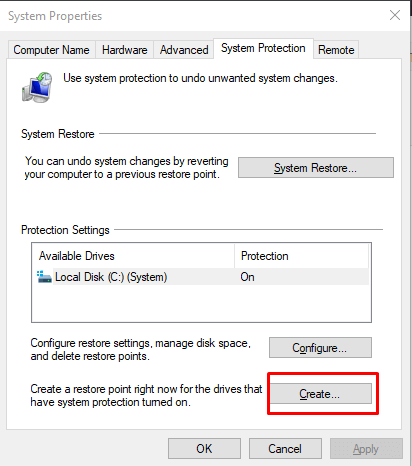 cara cepat membuat system restore point windows 10