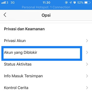 daftar akun yang di blokir instagram