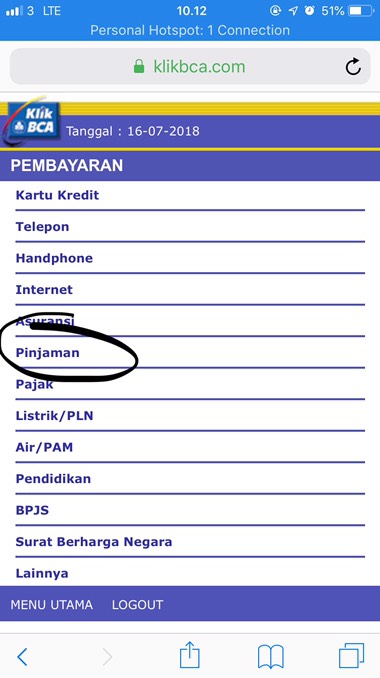 menu pembayaran klikbca
