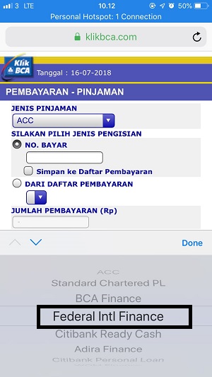 menu pembayaran pinjaman klikbca