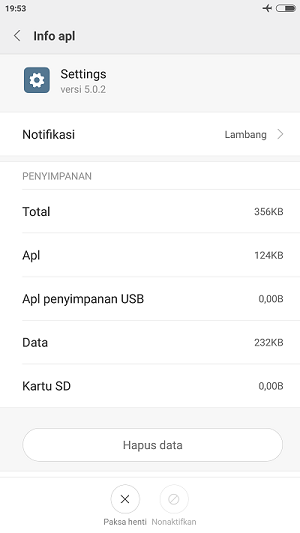 Hapus cache dan data aplikasi pengaturan xiaomi
