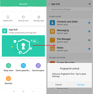 kunci aplikasi dengan fingerprint xiaomi redmi note 6 pro