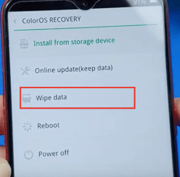 wipe data oppo f9