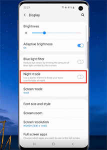 mengaktifkan mode malam samsung galaxy s10