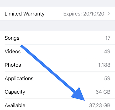 cara melihat sisa memori iPhone
