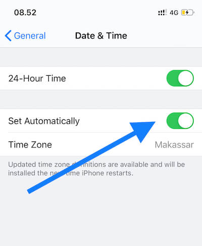 tidak bisa terhubung ke App Store karena lupa mengatur tanggal dan waktu