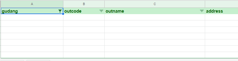 filter baris kosong pada google sheet