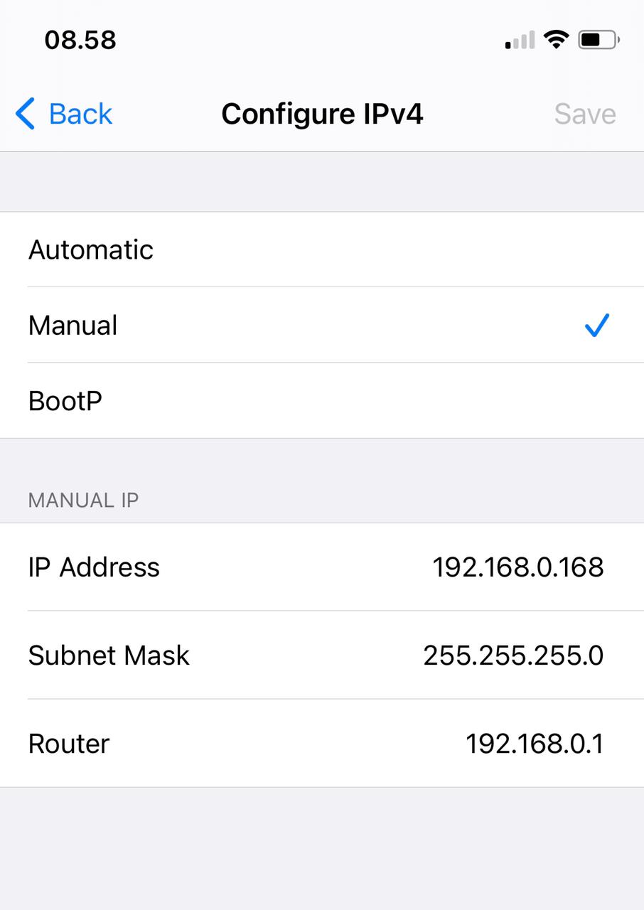 mengatur ip manual iphone