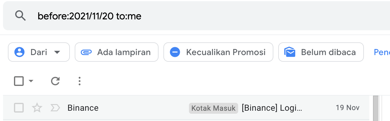 email sebelum tanggal spesifik pada gmail