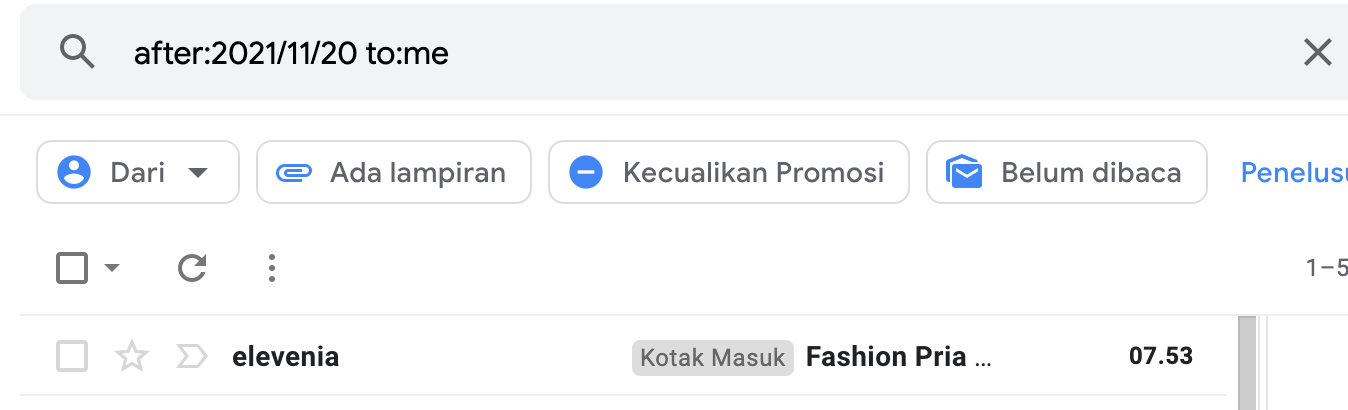 pencarian email setelah tanggal tertentu pada gmail