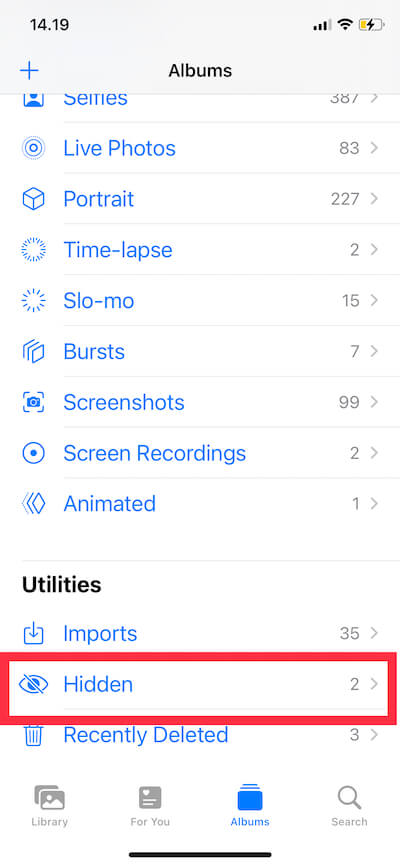 melihat foto yang di sembunyikan pada aplikasi photos iPhone