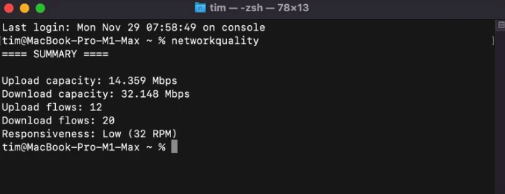 tes kualitas internet macos dengan terminal