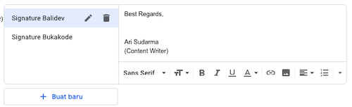 Contoh signature di Gmail