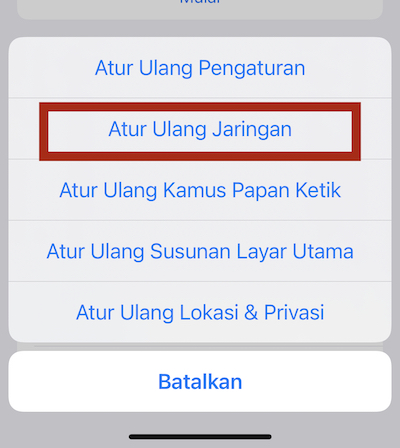 atur ulang jaringan iPhone 13