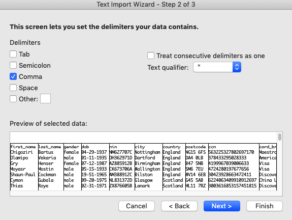 delimeters coma import csv
