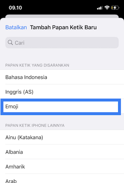 menambahkan emoji pada keyboard iPhone