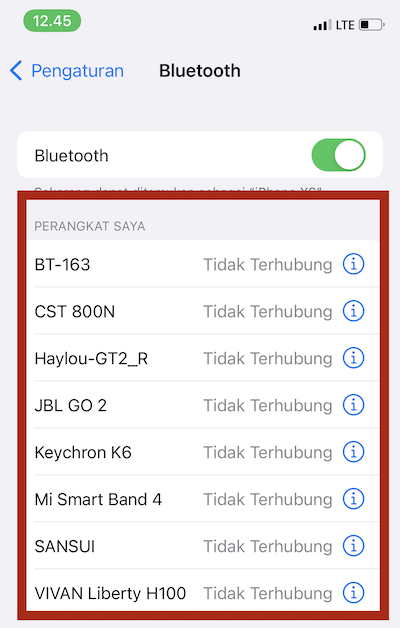 pengaturan bluetooth iphone 13